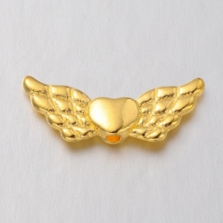 Flügel-Perlen Herz, Goldene Farbe, 9x2..