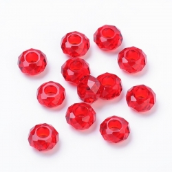 Glasperlen rot, ca. 14x8 mm  Bohrung: ..