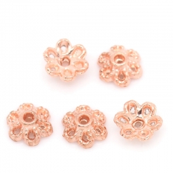 10 stk Kappen Blumen Rosegold, 6mm x 2..