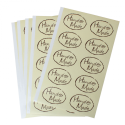 10 stk Papier Aufkleber Oval " Hand Ma..