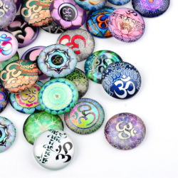 10 stk Glascabochons zum Thema Yoga, H..