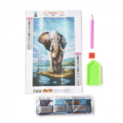 5D Diamant Painting Set Elefant mit Ha..