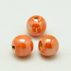 Porzellan Perlen, pearlized, rund, ora..