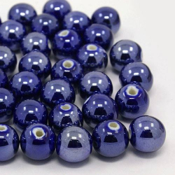 Porzellan Perlen, pearlized, dunkelbla..