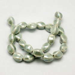 Porzellan Perlen, pearlized, Twist Ova..