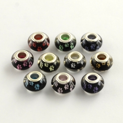 5 stk Acryl-Perlen mit Pfotenabdruck 14x9 mm, Bohrung: 5 mm
