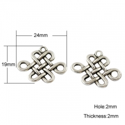 Knoten, cadmium-Nickel- und Bleifrei, Antik Silber Farbe, 19x24x2 mm, Bohrung: 2 mm