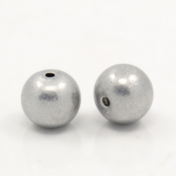10 stk Aluminium-Perlen, Grau, 10 mm, Loch: 1.5 mm