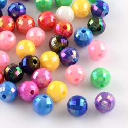 10 stk Acrylperlen, AB-Farbe,  9.5~10 mm, Bohrung: 2 mm