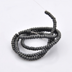 Facettiert matte galvanisierte nichtmagnetische Hämatit Perlen abacus, schwarz vernickelt 3x2 mm, Bohrung: 1 mm