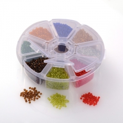 Rocailles Glas,farbig gemischt 2 mm, Loch: 1 mm; ca. 8000 Stk pro packung