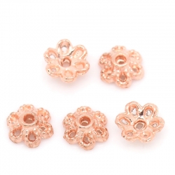 10 stk Kappen Blumen Rosegold, 6mm x 2.5mm