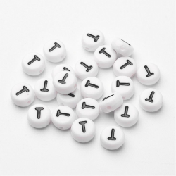 10 stk Acryl Buchstaben "T" Perlen, 7mm, bohrung 1mm