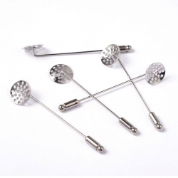Brosche, scharfe Spitze flaches Kissen mit Stopper Anstecknadeln, Nickel frei, Stift: ca. 13.5 mm breit, 61 mm lang, 1 mm dick; 