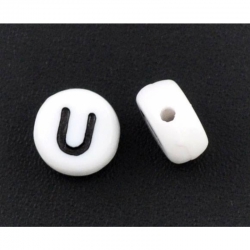 10 stk Acryl Buchstabenperle "U" ca 7mm D Loch:ca 1mm