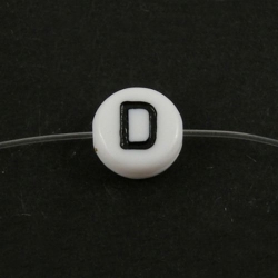 10 stk Acryl Buchstabenperle "D" ca 7mm D Loch:ca 1mm