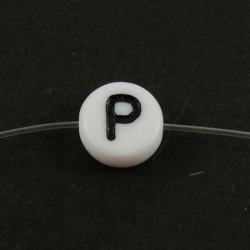 10 stk Acryl Buchstabenperle "P" ca 7mm D Loch:ca 1mm