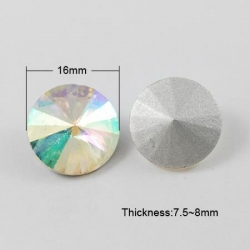 Glasstrass,rückseite vernickelt, kristall AB16x7.5~8 mm 