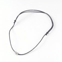 Verstellbare Halsketten aus gewachstem Baumwollkordel, mit Collierschlaufe, Schwarz, ca 47cm