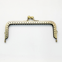 Metall-Rahmen für Portemponnaie oder Tasche, Antik Bronze, 65x128x9.5 mm