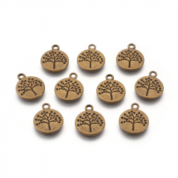 Baum charm,  Antik Bronze, 18.5x15x2 mm, Bohrung: 2 mm