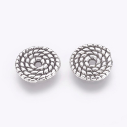 200 stk Spacer / Abstandsperlen, Blei-und cadmiumfrei, Scheibe, Antik Silber Farbe, 10x1.2 mm, Bohrung: 2 mm