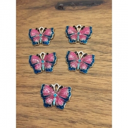 Schmetterling Rhinestone-Emaille 21x27x4mm pink/blau