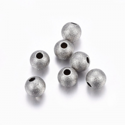 304 Edelstahlperlen, stardust, Edelstahl Farbe, 6x5 mm, Bohrung: 1.6 mm